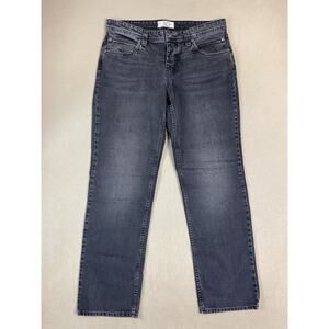 We The Free Jeans Womens 30 Black Straight Leg Mid Rise Relaxed Fit Button Fly